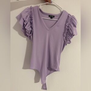 Express Lilac Ruffle Sleeve Bodysuit